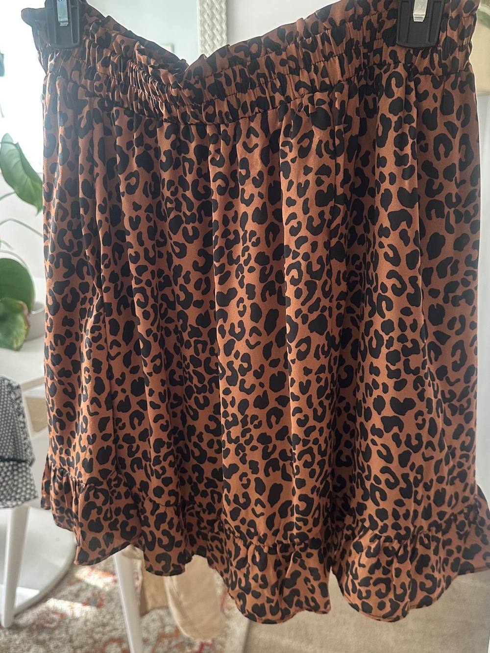 Sienna Sky Brown and Black Leopard Print Ruffle Hem Skater Skirt